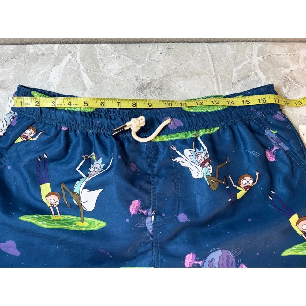 OppoSuits Rick and Morty Swim Trunks Mens L Blue Space Portal Board Shorts NWT